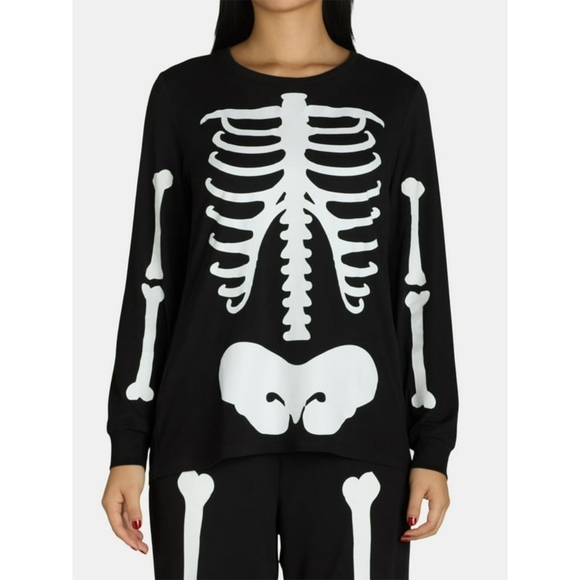 Halloween Women’s Glow In The Dark Skeleton 2 Piece Pajama Set - Picture 7 of 7